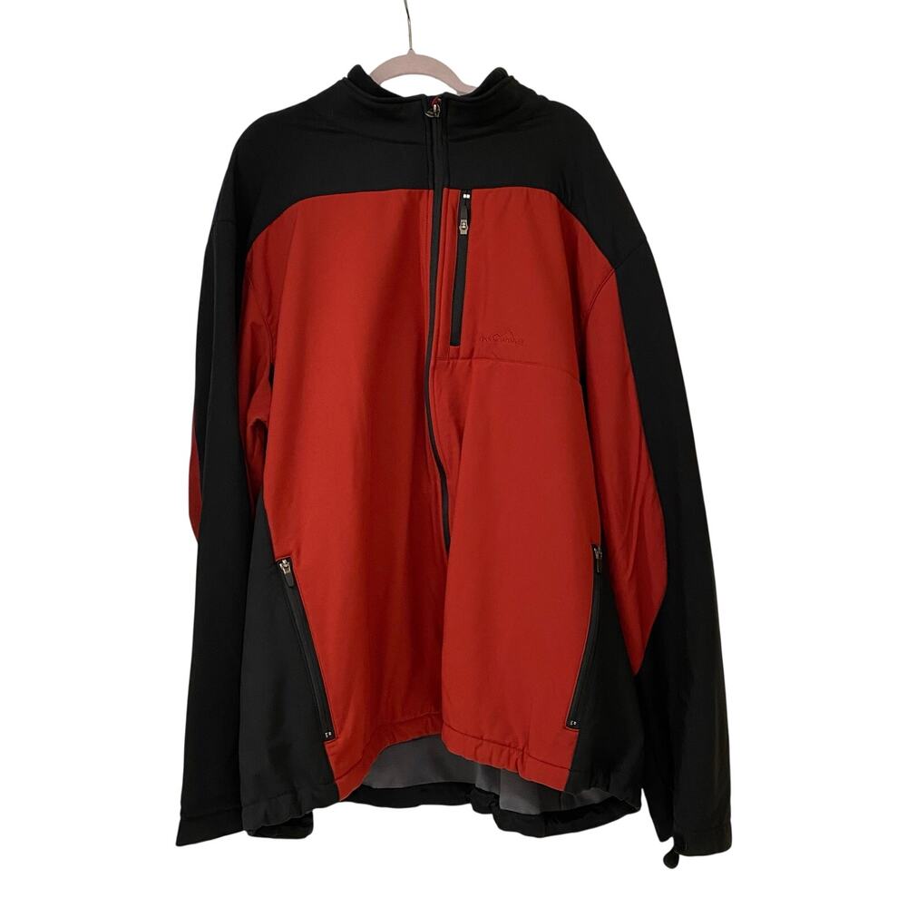 Vintage Eddie Bauer Men's Jacket Size 4XL Tall Fleece Lined Red Black Zip Skiing